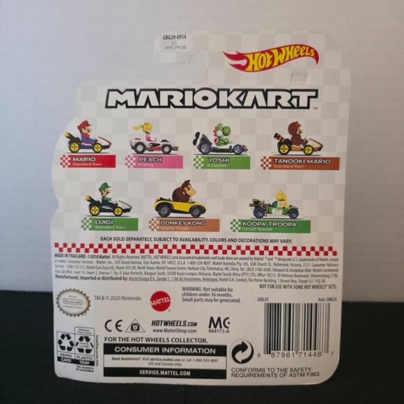 Hot Wheels Mario Kart Yoshi B-Dasher 1:64 Diecast Car Mattel Nintendo New Sealed - Picture 4 of 4